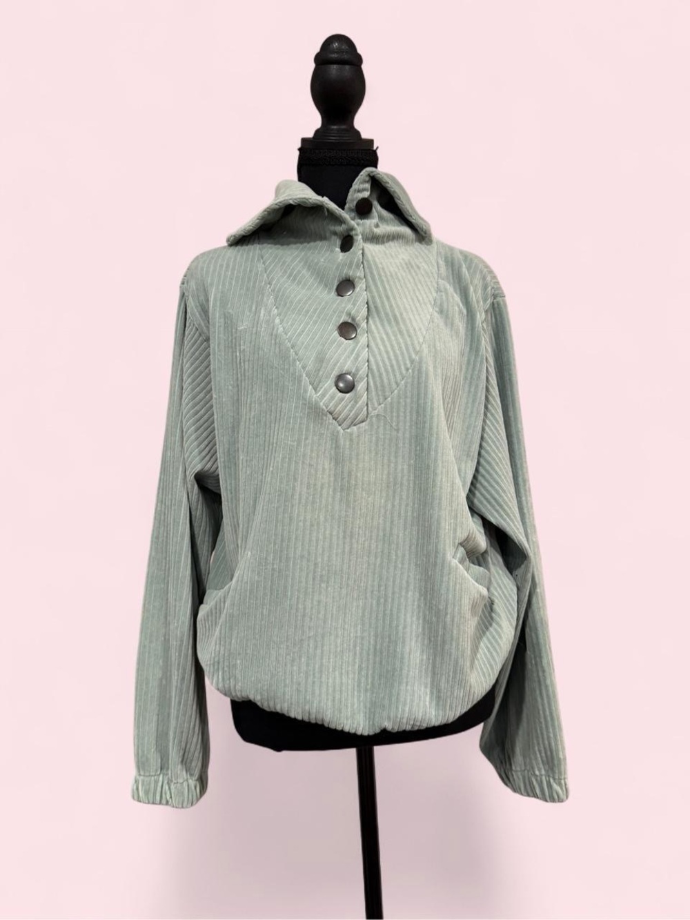 Free People Sage Green Corduroy Pullover